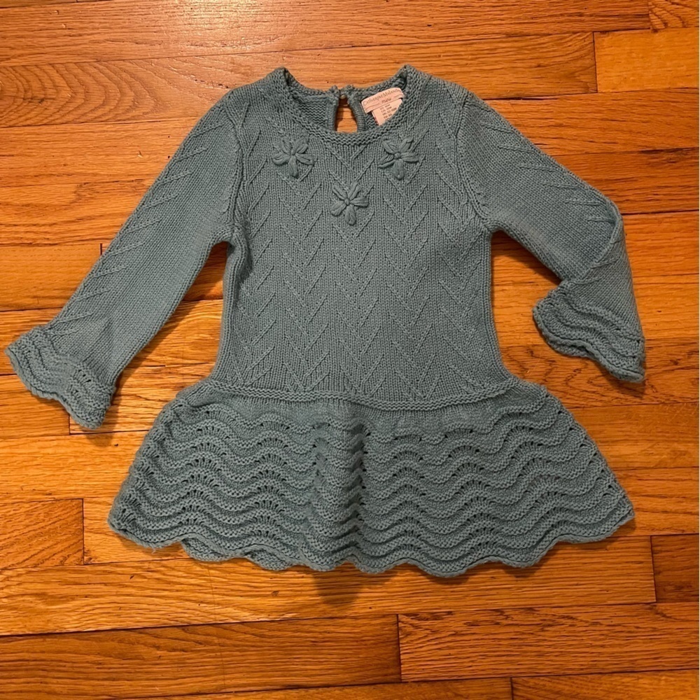 EUC Catherine Malandrino | Teal Sweater Dress with Pearl Closure |